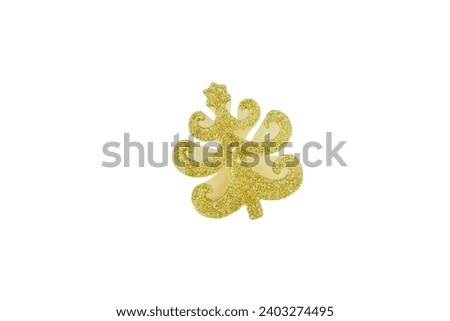 Golden Christmas tree candle isolated on white background