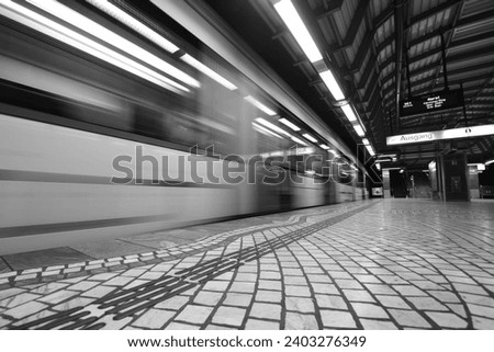 Greyscale long shutter speed shot of an empty train station in Gelsenkirchen, Germany