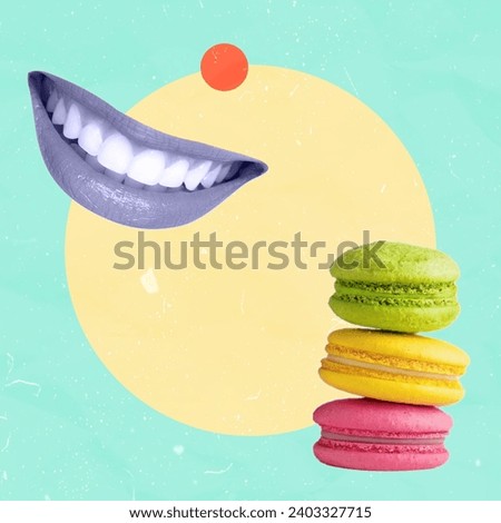 Tasty Food Creative Art Collage. Textured Background. Cake And Donut Lover.