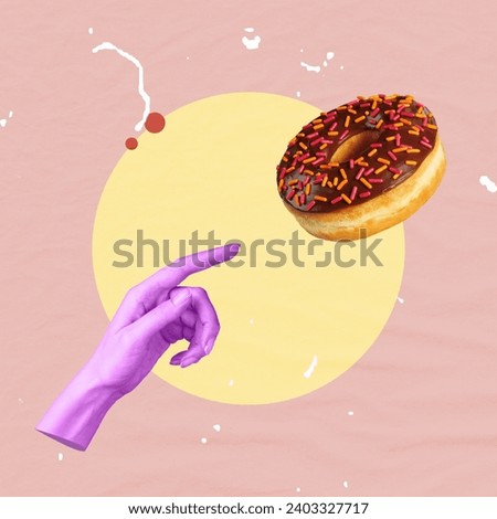 Tasty Food Creative Art Collage. Textured Background. Cake And Donut Lover.