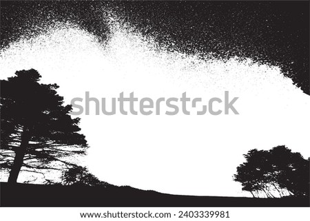 bright stars in black sky grungy vector image overlay monochrome background texture