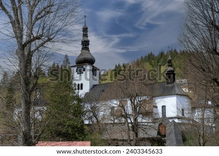 Church of the Transfiguration of the Lord in Spania dolina village. Slovakia. Royalty-Free Stock Photo #2403345633