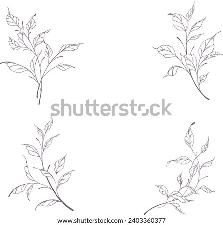 set leaves clip art hand drawn illustration. botanical flowers and leaves clip art	
