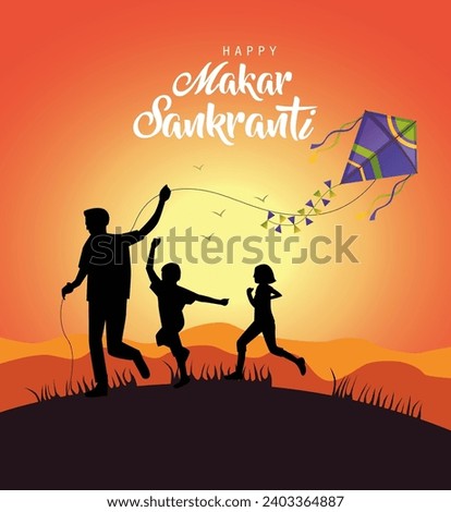 Happy Makar Sankranti wallpaper with colorful kite string for festival of India. abstract vector illustration design Royalty-Free Stock Photo #2403364887