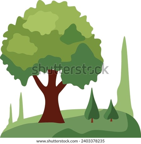 Plant and mountains background isolated vector flat illustration