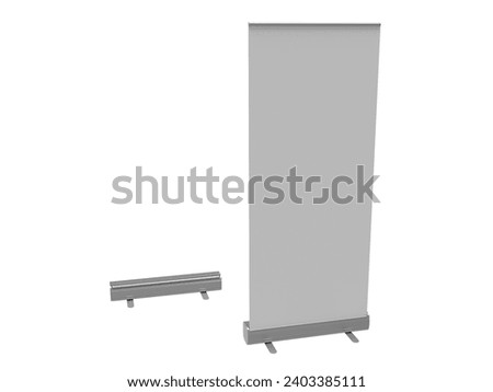 Indoor Rollup Retractable banner 3D mockup illustration isolated on a white background.