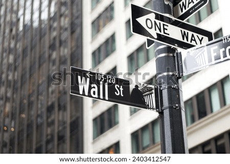 Wall Street Sign Financial District in New York City.