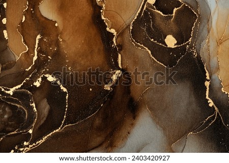 Natural  luxury abstract fluid art painting in alcohol ink technique. Tender and dreamy  wallpaper. Mixture of colors creating transparent waves and golden swirls. For posters, other printed materials Royalty-Free Stock Photo #2403420927