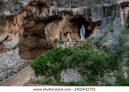 Cova de Lourdes, Cova des Coloms, Santa Eugenia, Mallorca, balearic islands, Spain Royalty-Free Stock Photo #2403432701