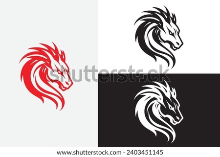 modern line art dragon head white logo sample clean design art