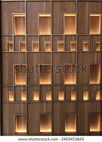 Wall Modern wooden facade with led light decaration