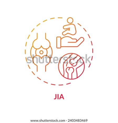 2D gradient icon JIA concept, isolated vector, illustration representing parenting children with health issues.