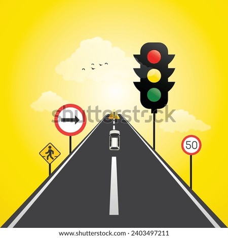 Creative Editable Template Design for National Road Safety Week. 1 to 17 January Every Year,  Suitable for Posters, Banners, campaigns and greeting cards.  Royalty-Free Stock Photo #2403497211