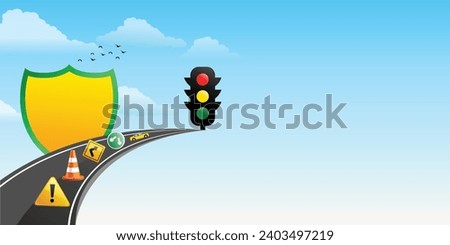 Creative Editable Template Design for National Road Safety Week. 1 to 17 January Every Year,  Suitable for Posters, Banners, campaigns and greeting cards.  Royalty-Free Stock Photo #2403497219
