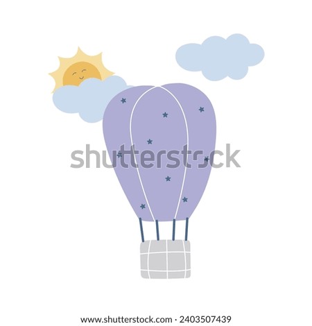 Hot air balloon for flight hand drawn clip art