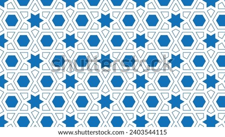 Repeating Pattern of Abstract Colorful Star and Hexagon Vector Background