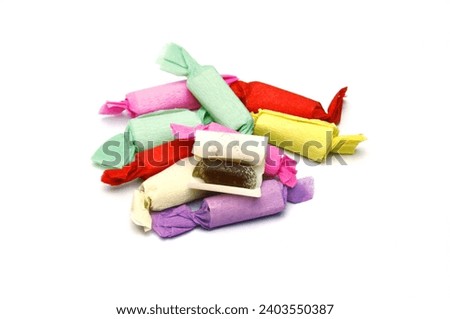 multicolored taffy candy on a white
