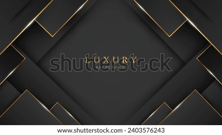 Realistic Black Luxury Background with Golden Lines. Abstract Background and Backdrop in 3d Style. Deluxe and Elegant Background Design Vector Illustration