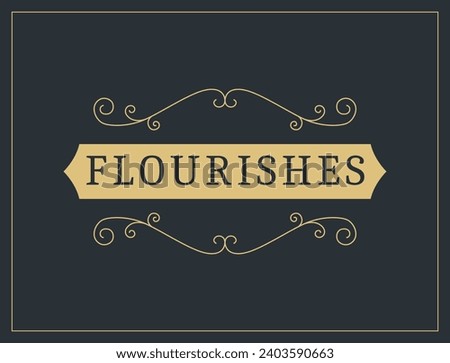 Flourishes calligraphic vintage ornamental background. Vector luxury invitation, restaurant menu or royalty certificate. Golden ornate page with swirls and vignettes elements