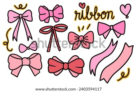 ribbon doodle hand drawn cartoon vector set