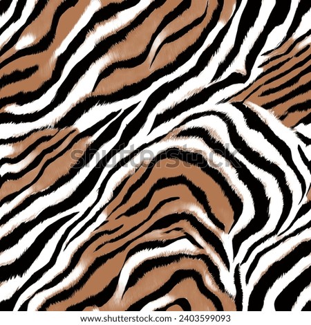 Seamless leopard, zebra, tiger texture, illustration mixed animal pattern.