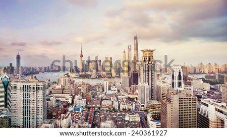 modern city skyline,traffic and cityscape in Shanghai,China