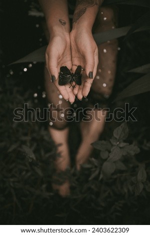 A person holding a butterfly in their hands