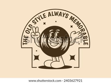 The old style always memorable. Vintage character illustration of vinyl with happy expression Royalty-Free Stock Photo #2403627921