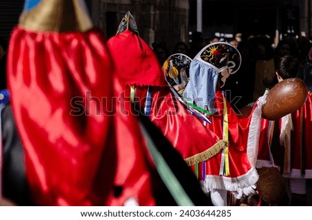Pantalla the traditional carnival mask. One of the most popular carnivals in Galicia, Entroido de Xinzo de Limia. Royalty-Free Stock Photo #2403644285