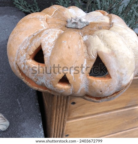 Macro photo halloween pumpkin face. Stock photo holiday Halloween pumpkin