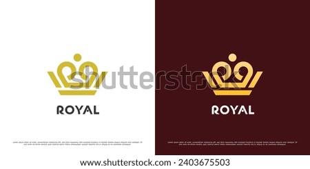 Royal crown logo design illustration. Simple geometric silhouette monarch royal pride king queen prince imperial heraldic aristocratic elegant icon.