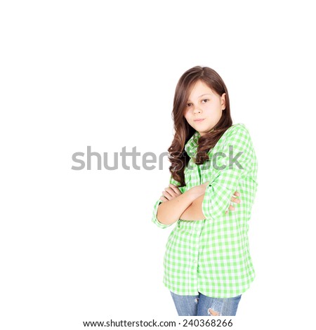 cute beautiful teen girl in the checkered shirt
