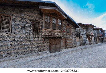 Old-built houses made of wood, stone and mortar