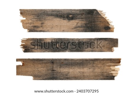 Old dirty, rotten wooden board, signpost isolated on white, clipping Royalty-Free Stock Photo #2403707295