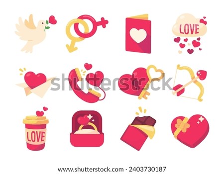 Valentine's Day Card Decorative Elements pink couples wedding