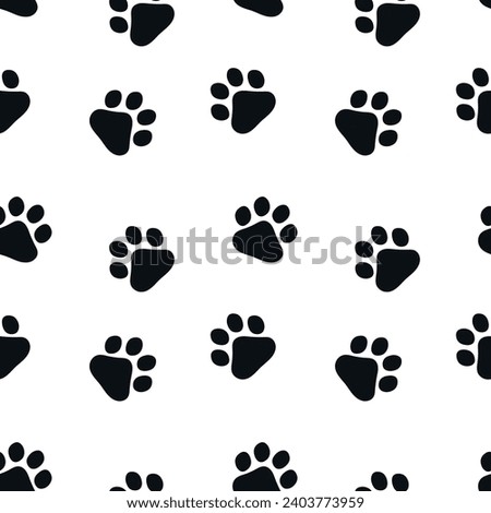 Dog footprints pattern, vector illustration for backgrounds, motif of pets and domestic animals, puppies.