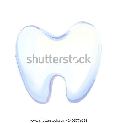 Watercolor illustration tooth isolated. Cartoon medical clip art for child