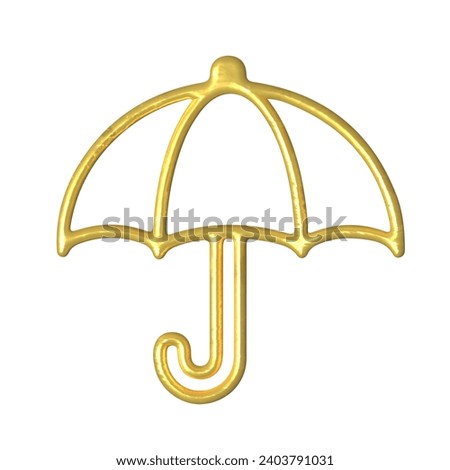 Golden umbrella isolated on a white background