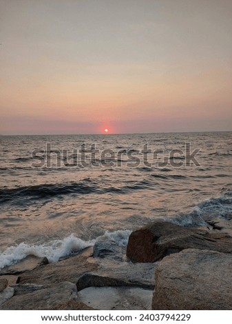 Evening sky, sunset in Bang Saen sea, Thailand