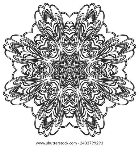 Black Line Snowflake Doodle Elements Winter Vector.