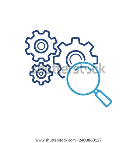Loupe with Cogwheel Color Line Icon. Magnifying Glass with Gears. Service of Search and Control. Maintenance of Factory Mechanism. Editable Stroke. Isolated Vector Illustration. Royalty-Free Stock Photo #2403860127
