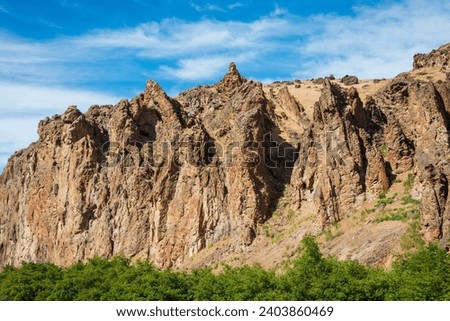 Jagged Rock Formations at Succor Creek State Natural Area, Oregon Royalty-Free Stock Photo #2403860469