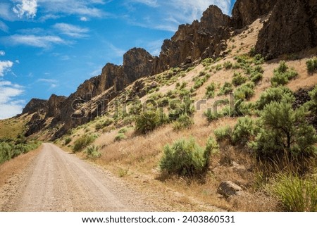 Dirt Road at Succor Creek State Natural Area, Oregon Royalty-Free Stock Photo #2403860531