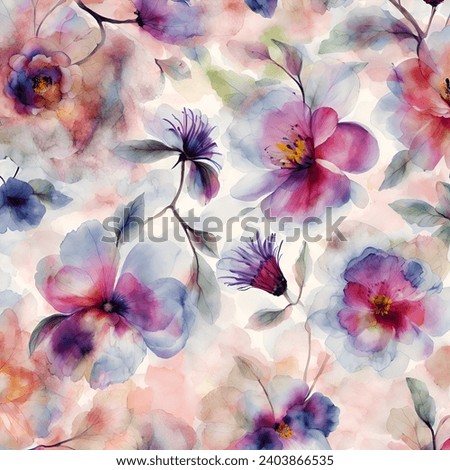 Perfect floral pattern with abstract pink pastel color floral background. Textured botanical garden design for textile print, print and card. Royalty-Free Stock Photo #2403866535