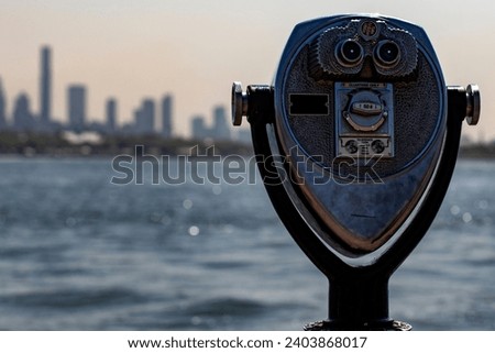Photo of a prism and viewpoint of the skyline of New York (USA), from Liberty Island, an ideal place to observe and enjoy panoramically the Big Apple.