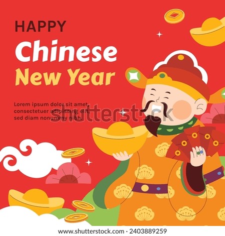 Happy Chinese new year festival. Year of the dragon. red, gold and white colors. Cartoon Vector illustration design for Poster, Banner, Greeting, Card, Flyer, Cover, Post. Chinese dragon. February 10.