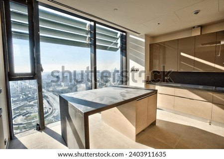 Empty Office Room with windows in a Luxury Residence