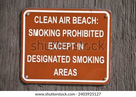 Clean air beach no smoking sign