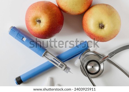 Ozempic Insulin injection pen or insulin cartridge pen for diabetics. Medical equipment for diabetes parients.  Royalty-Free Stock Photo #2403925911