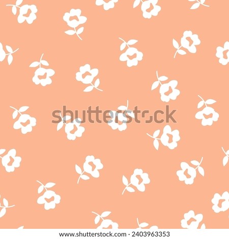 Hand drawn monochrome ditsy daisy flower seamless pattern